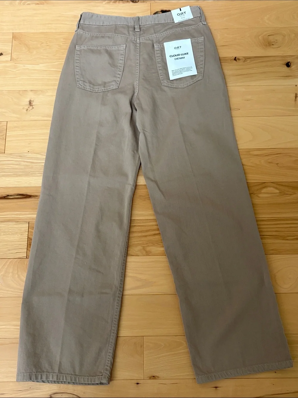 OAT New York Cloud Luxe Denim High Rise Wide Leg Pants in Khaki Size 8/29